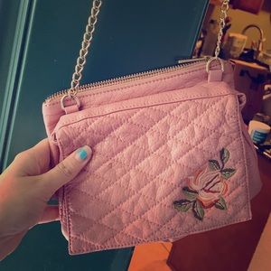 Crossbody pink rose purse